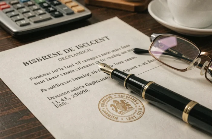 Gros plan sur un document officiel de déclaration de cessation de paiement avec stylo plume